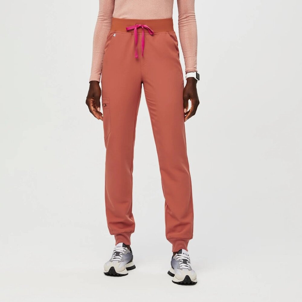 FIGS TERRACOTTA - HIGH WAISTED ZAMORA JOGGER SCRUB PANTS SIZE PETITE XS